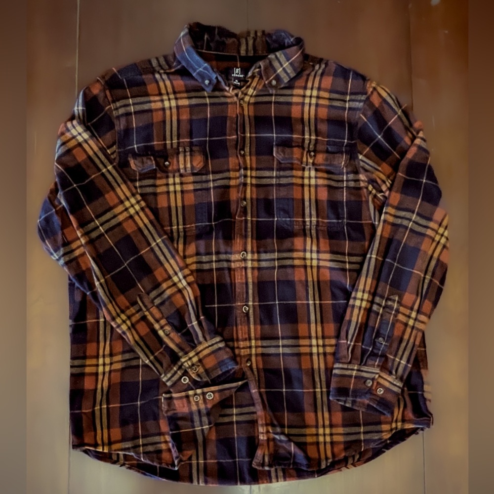 George Flannel Long Sleeve Button Up | XL | Redwood Bark